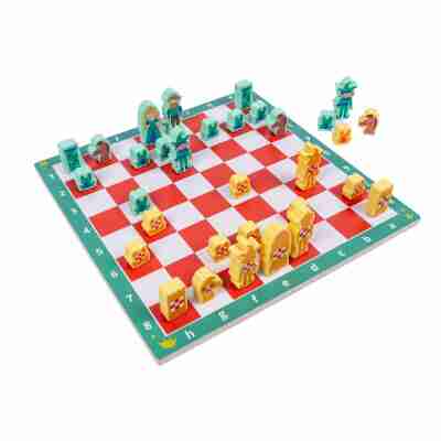 Plateau de Mon 1er jeu d’échecs avec pièces en bois colorées et personnages pour l’initiation aux échecs