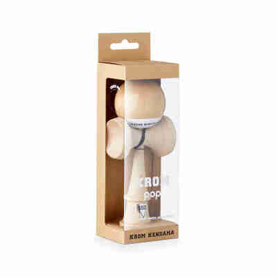 Boîte du Kendama Pop LOL Naked KROM avec kendama en bois naturel visible dans son emballage