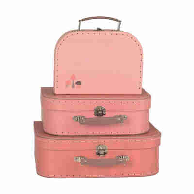 Valises Champignon roses en carton pour enfant disponibles en plusieurs tailles