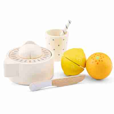 Ptit Loustic – Magasin de jeux et jouets à Saint-Étienne 14 Presse-agrumes New Classic Toys avec fruits en bois à découper