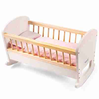 Ptit Loustic – Magasin de jeux et jouets à Saint-Étienne 3 Lit de poupée en bois Woet avec matelas, couette et oreiller roses