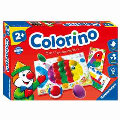 Ptit Loustic – Magasin de jeux et jouets à Saint-Étienne 11 Boîte du jeu Colorino de Ravensburger avec support transparent et gros pions colorés