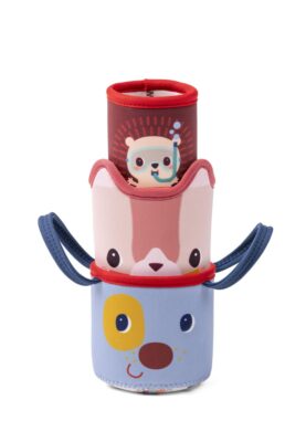 Trois gobelets de bain Lilliputiens avec Jules, Jeanne et Léon encastrés