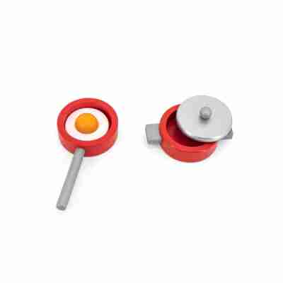 Poêle avec œuf et casserole de la Cuisine rouge New Classic Toys