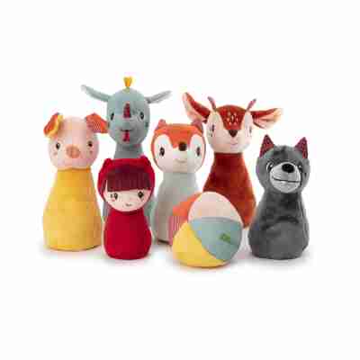 Ptit Loustic – Magasin de jeux et jouets à Saint-Étienne 17 Jeu de quilles forêt Lilliputiens avec 6 personnages en tissu et balle sonore