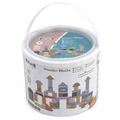 Ptit Loustic – Magasin de jeux et jouets à Saint-Étienne 7 Seau de rangement PolarB contenant 60 blocs de bois aux couleurs douces
