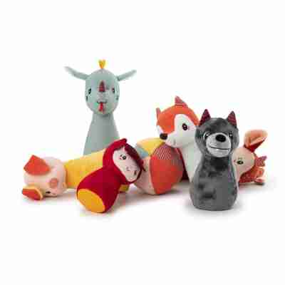 Ptit Loustic – Magasin de jeux et jouets à Saint-Étienne 18 Quilles souples Lilliputiens avec personnages de la forêt et balle à hochet