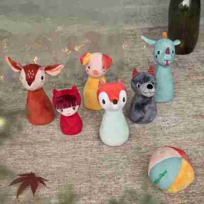 Jeu de bowling en tissu Lilliputiens avec 6 quilles animaux de la forêt