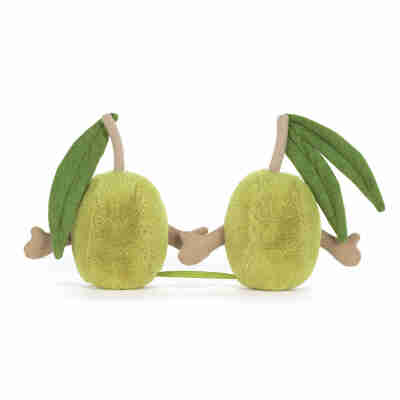 Vue arrière du duo Amuseables Pair of Olives Jellycat relié par un lien vert