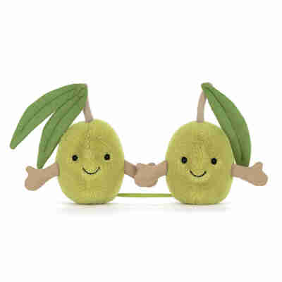 Duo Amuseables Pair of Olives Jellycat de face avec feuilles et bras souples