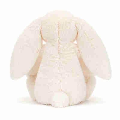 Blossom Cream Bunny Berry Jellycat vue de dos avec longues oreilles et petit pompon