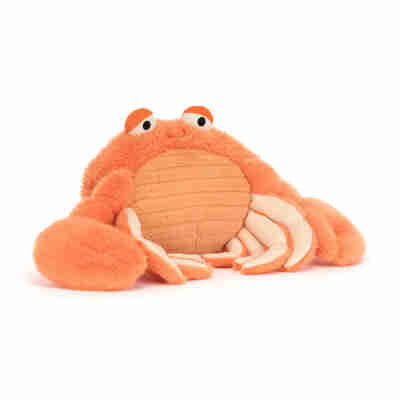 Pinchsnap Crab Jellycat, peluche crabe orange avec grandes pinces et ventre côtelé