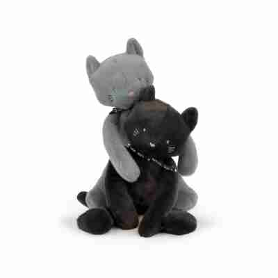Chats Méloé bleu gris et noir en peluche Mailou Tradition
