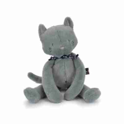 Chat Méloé Bleu Gris en peluche de Mailou Tradition