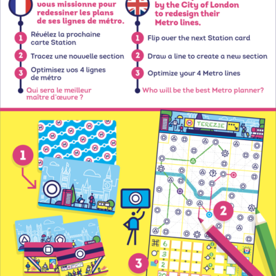 Dos de la boîte Next Station London présentant le principe du jeu