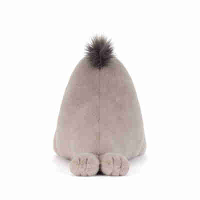 Roarwell Sea Lion Jellycat vu de dos avec pelage gris doux et nageoires arrière
