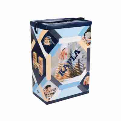 Baril Hiver Kapla contenant 200 planchettes naturelles blanches et bleues