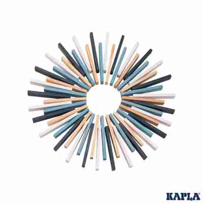 Planchettes Kapla naturelles blanches bleu clair et bleu foncé disposées en cercle