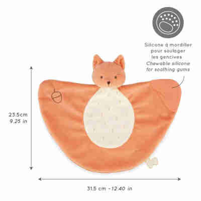 Doudou écureuil Kaloo avec silicone texturé pour soulager les gencives