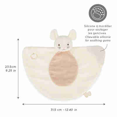 Doudou souris Kaloo avec silicone texturé pour masser les gencives