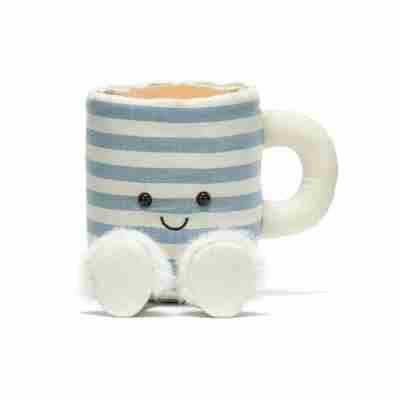 Rosie Lea Jellycat vue de face avec anse crème, sourire et deux petits pieds blancs