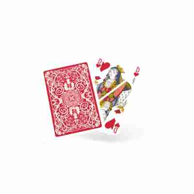 Carte dame de cœur et dos rouge du jeu Ducale Origine