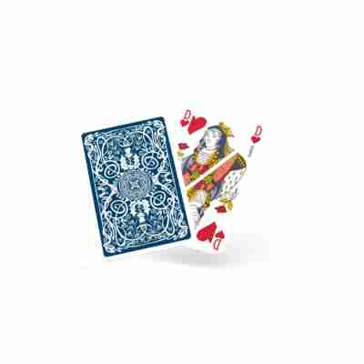Carte dame de cœur et dos bleu du jeu Ducale Origine