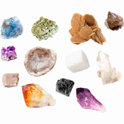 Exemples de cristaux proposés dans le kit géologie Mini Cristaux Ulysse