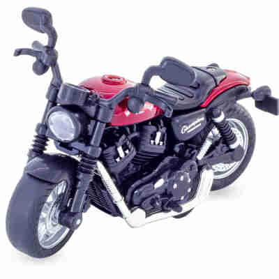 Moto Route Ulysse miniature rouge à rétro-friction échelle 1/14