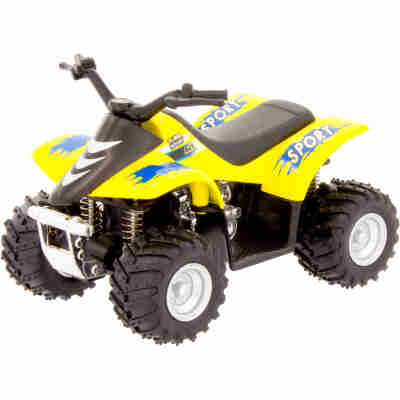 Quad miniature Ulysse jaune avec mécanisme à rétrofriction et pneus à crampons