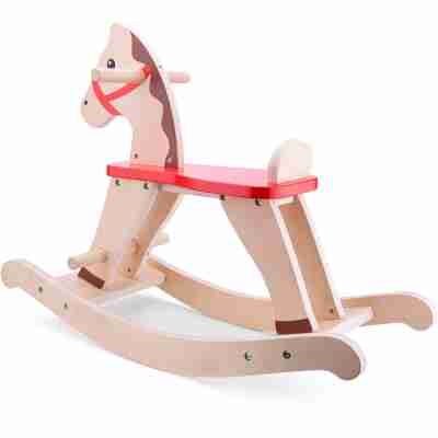 Ptit Loustic – Magasin de jeux et jouets à Saint-Étienne 2 Vue arrière du cheval à bascule en bois naturel New Classic Toys