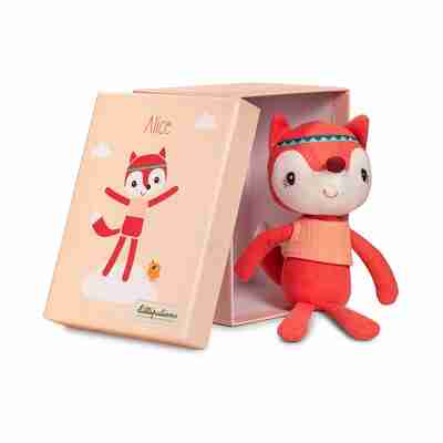 Ptit Loustic – Magasin de jeux et jouets à Saint-Étienne 2 Peluche Alice la renarde Lilliputiens orange avec longs bras et bandeau