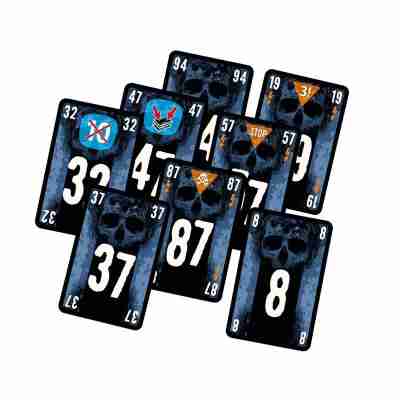 Cartes numérotées et cartes à contraintes du jeu The Game Extrême