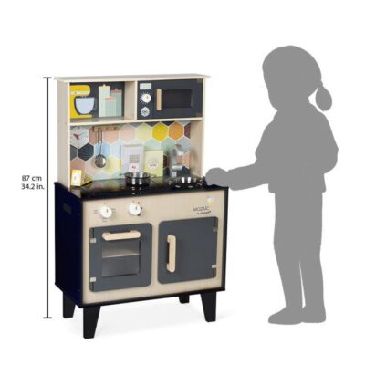 Grande Cuisine Mozaïc Janod haute de 87 cm avec plan de travail à hauteur d’enfant