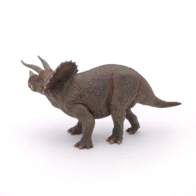 Figurine dinosaure Tricératops Papo vue de profil gauche avec corps et peau détaillés