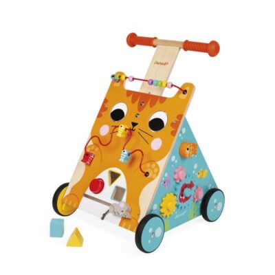 Chariot Multi-Activités Chat Janod avec jeux d’éveil et quatre roues