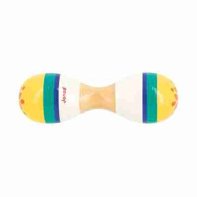 Double Maracas Gioia Janod vue de face avec poignée centrale en bois