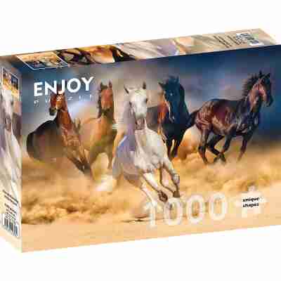 Ptit Loustic – Magasin de jeux et jouets à Saint-Étienne 15 Boîte du puzzle Enjoy Horses Running in the Desert de 1000 pièces avec cinq chevaux au galop