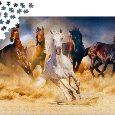 Puzzle Enjoy Horses Running in the Desert de 1000 pièces en cours d’assemblage