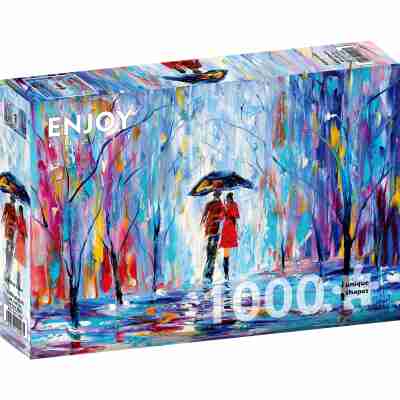 Ptit Loustic – Magasin de jeux et jouets à Saint-Étienne 7 Boîte du puzzle Enjoy Rainy Love de 1000 pièces représentant un couple sous un parapluie