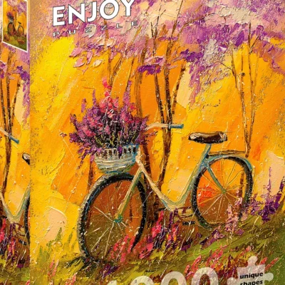 Ptit Loustic – Magasin de jeux et jouets à Saint-Étienne 5 Boîte du puzzle Enjoy My Bike de 1000 pièces avec vélo vintage et panier rempli de fleurs