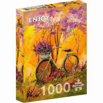 Ptit Loustic – Magasin de jeux et jouets à Saint-Étienne 5 Boîte du puzzle Enjoy My Bike de 1000 pièces avec vélo vintage et panier rempli de fleurs
