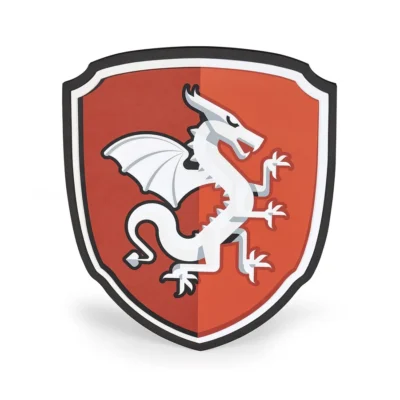 Bouclier Chevalier Dragon Papo 20005 rouge en mousse avec grand dragon blanc