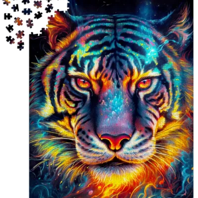 Puzzle Enjoy Tiger Resilience de 1000 pièces en cours d’assemblage