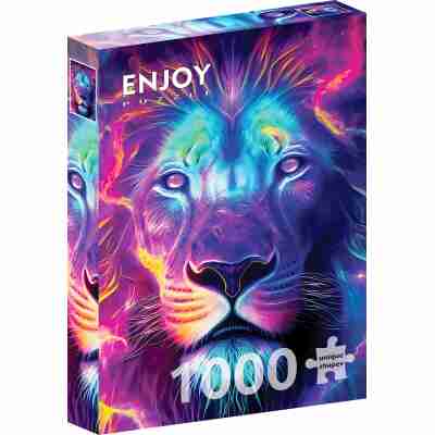 Ptit Loustic – Magasin de jeux et jouets à Saint-Étienne 17 Boîte du puzzle His Majesty Enjoy de 1000 pièces représentant un lion aux couleurs électriques