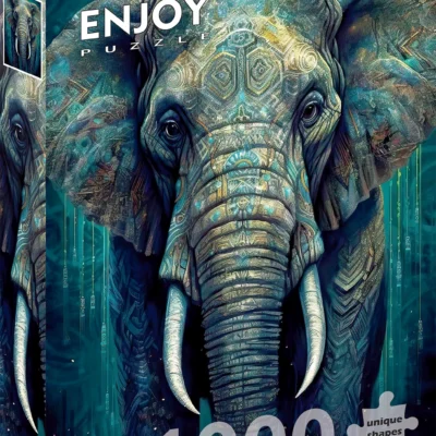 Ptit Loustic – Magasin de jeux et jouets à Saint-Étienne 1 Boîte du puzzle Enjoy Oriental Grandeur de 1000 pièces représentant un éléphant d’Asie orné de motifs