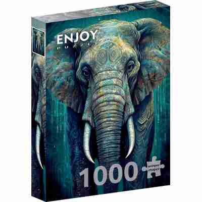 Ptit Loustic – Magasin de jeux et jouets à Saint-Étienne 1 Boîte du puzzle Enjoy Oriental Grandeur de 1000 pièces représentant un éléphant d’Asie orné de motifs