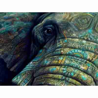 Gros plan sur les pièces et les motifs détaillés du visage de l’éléphant Oriental Grandeur