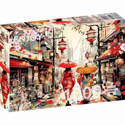 Ptit Loustic – Magasin de jeux et jouets à Saint-Étienne 11 Boîte du puzzle Enjoy Tokyo Stroll de 1000 pièces avec deux femmes en kimono sous des ombrelles