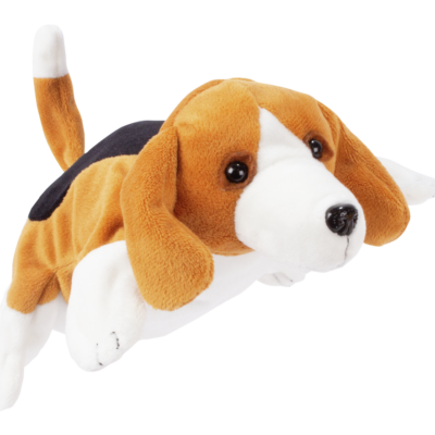 Marionnette Chien Hape 40116 brune, blanche et noire avec longues oreilles tombantes